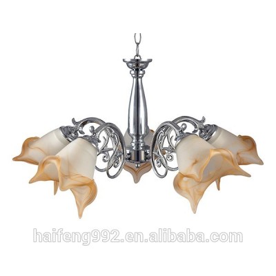 2019 new European style charming flower shaped glass lampshade and iron frame 5 lights  chandelier pendant lamp