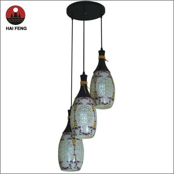 Wholesale modern style iron and glass E27 from Zhongshan factory 3 heads hanging lights for restaurant/grill shop HF-8184-3